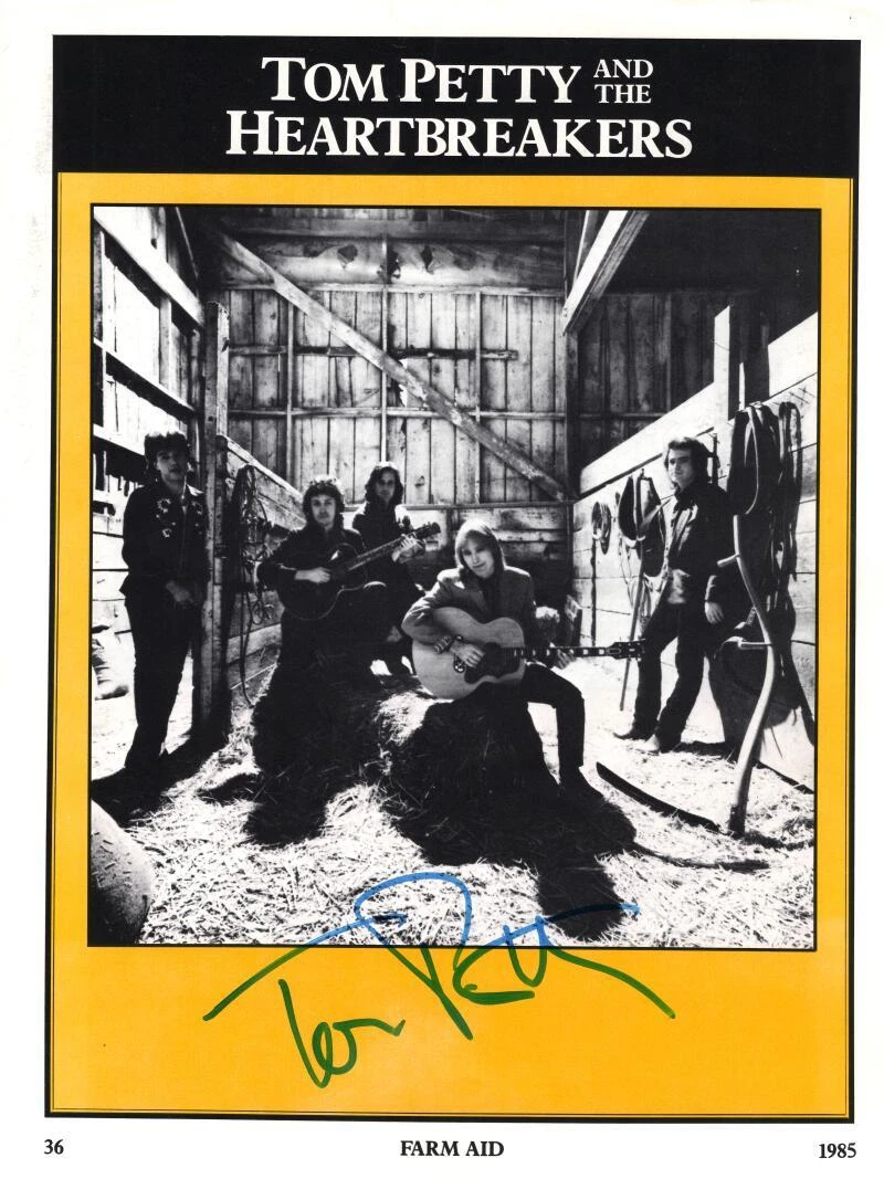 Tom Petty Signed Autograph 8.5x11.5 1985 Farm Aid Program Photo w/ JSA COA