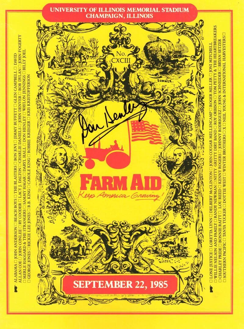 Don Henley Eagles Signed Autograph 8.5x11.5 Farm Aid Program Cover Page JSA COA