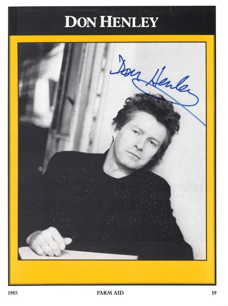 Don Henley Eagles Signed Autograph 8.5x11.5 Farm Aid Program Photo - JSA COA