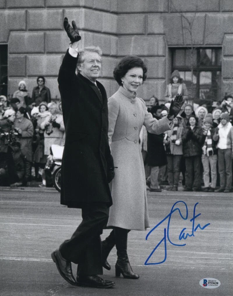 President Jimmy Carter Signed Autograph 11x14 Photo w/ wife Rosalynn Beckett COA