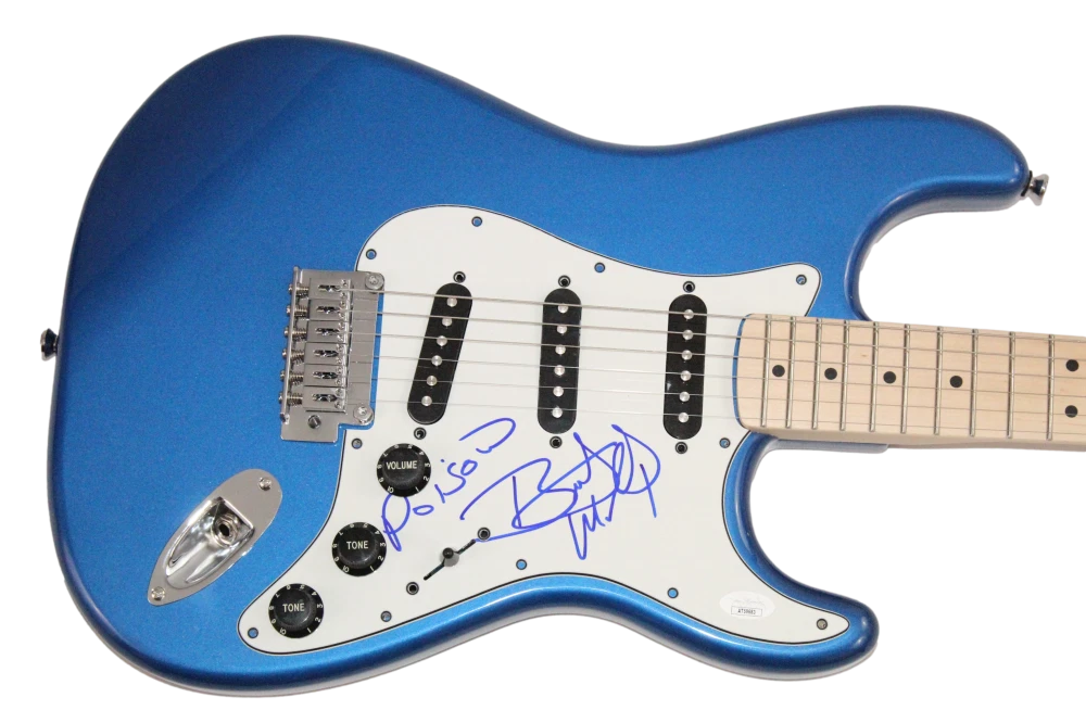 Bret Michaels Poison Signed Autograph Blue Fender Stratocaster Guitar w/ JSA COA