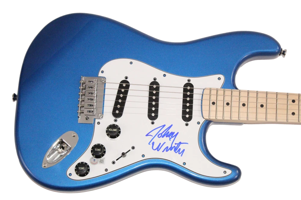 Johnny Winters Signed Autograph Fender Electric Guitar - White Hot and Blue JSA