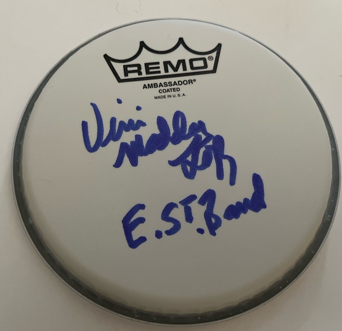 VINI LOPEZ E-STREET BAND AUTOGRAPHED SIGNED 6″ DRUMHEAD BECKETT GUARANTEED COLLECTIBLE MEMORABILIA