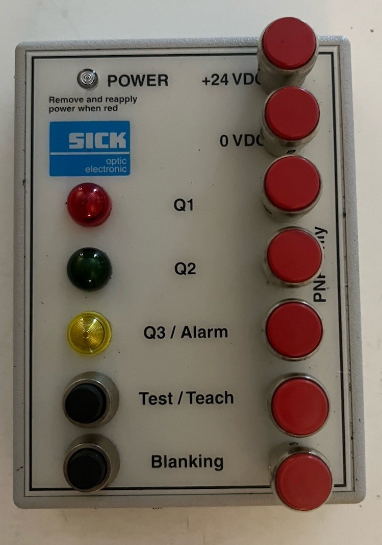 SICK OPTIC Laser Power TEST BOX 3011 Q1 Q2 Q3 Alarm Teach Blanking New W/ Cable