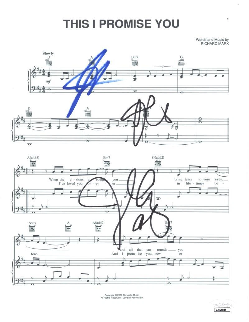 Joey Fatone Lance JC NSYNC Signed Autograph This I Promise You Sheet Music - JSA