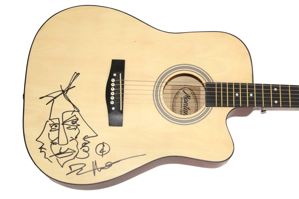 Dave Matthews Signed Autograph Guitar w/ Original Art Sketch - Band Beckett COA