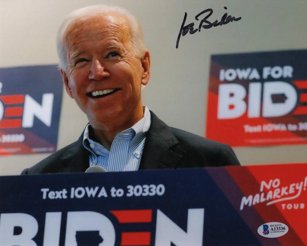 President Joe Biden Signed Autograph 8x10 Photo  Campaigning in Iowa Beckett COA