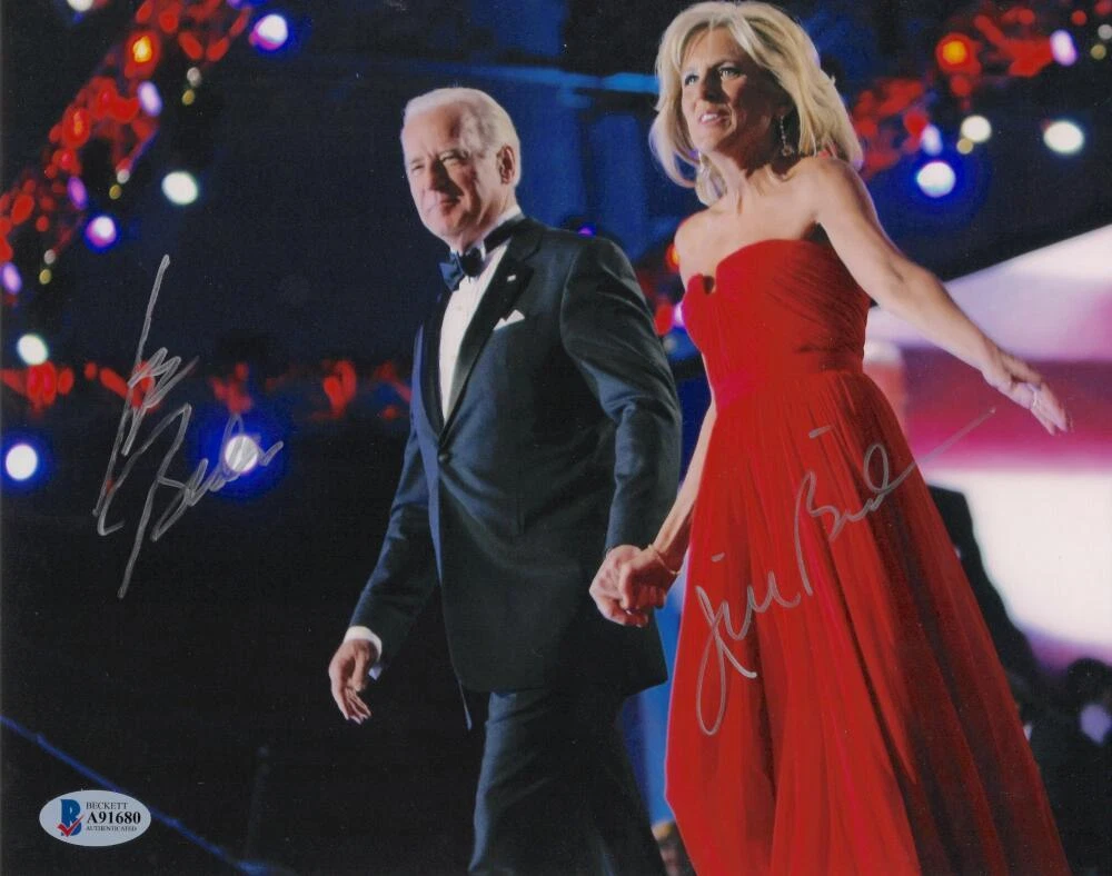 President Joe Biden & FLOTUS Jill Biden Signed Autograph 8x10 Photo Beckett COA