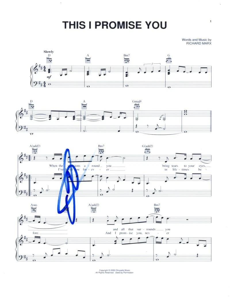 Joey Fatone NSYNC Signed Autograph This I Promise You Sheet Music - No Strings