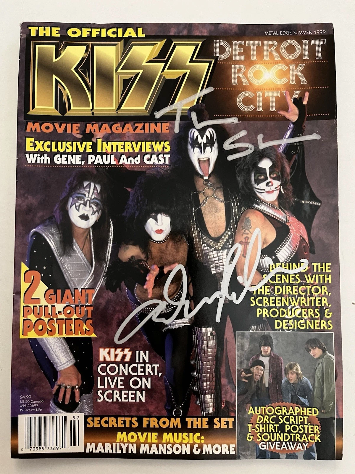 Metal Edge KISS Detroit Rock City Movie Mag Signed Adam Rifken Tim Sullivan