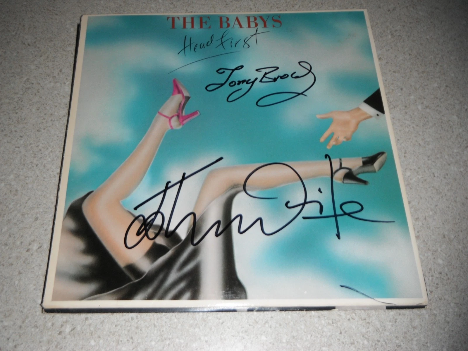 THE BABYS GROUP SIGNED HEAD FIRST ALBUM JOHN WAITE AND TONY BROCK
