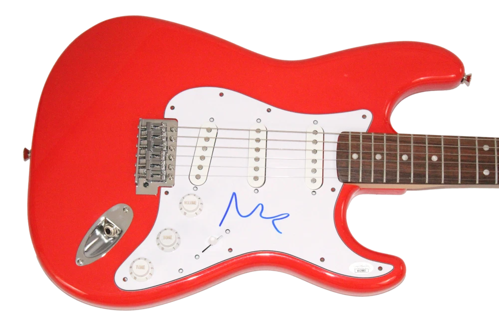 Mick Hucknall Simply Red Signed Autograph Red Fender Electric Guitar w/ JSA COA