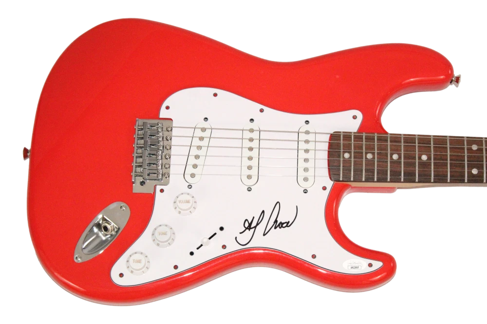AJ Croce Signed Autograph Fender Full Size Red Fender Electric Guitar w/ JSA COA