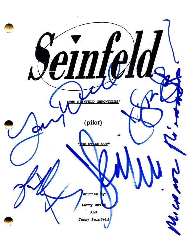 Jerry Seinfeld Michael Richards Larry David +2 Signed Autograph Script JSA COA