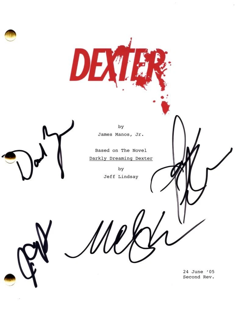 Michael C Hall & Jennifer Carpenter +2 Cast Signed Autograph Dexter Pilot Script