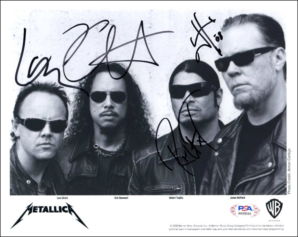 Metallica Band Signed Autograph 8x10 Original Promo Photo James Hetfield +3 COA