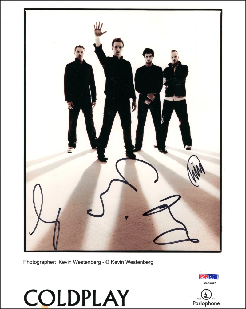 Coldplay Band x4 Signed Autograph 8x10 Photo - Chris Martin Guy Jonny Will PSA