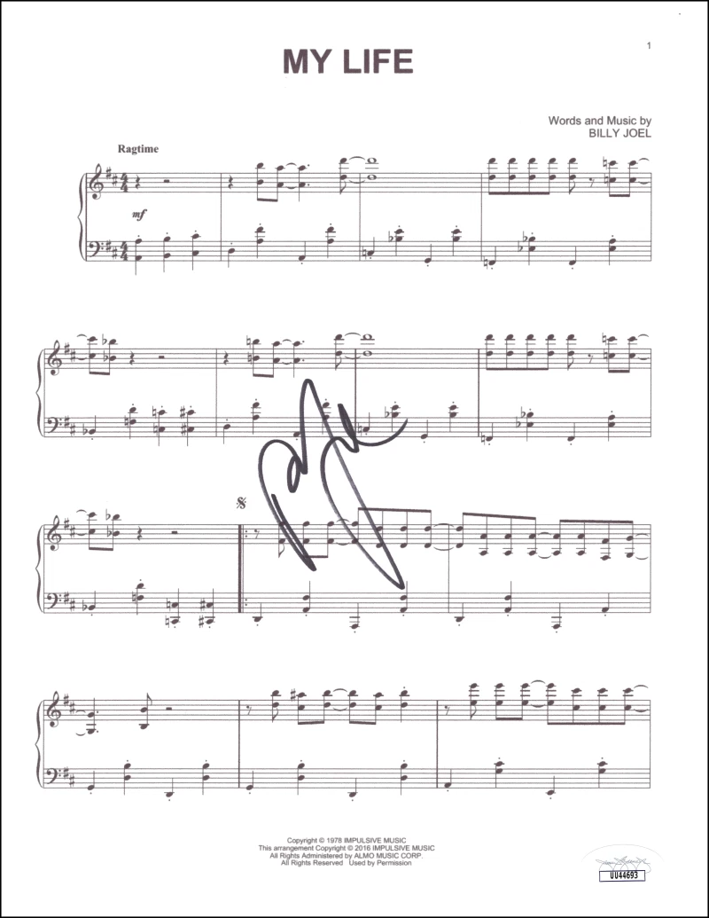 Billy Joel Signed Autograph My Life Sheet Music - 52nd Street Icon w/ JSA COA