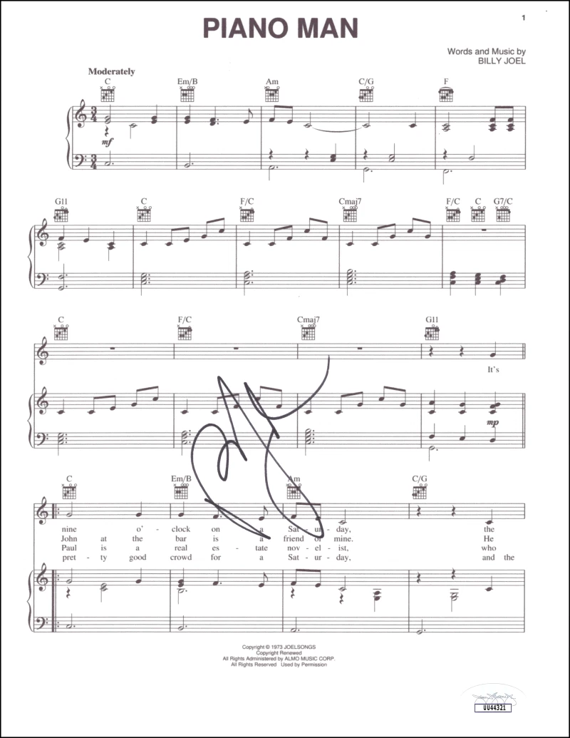 Billy Joel Signed Autograph Piano Man Sheet Music - Cold Spring Harbor JSA COA