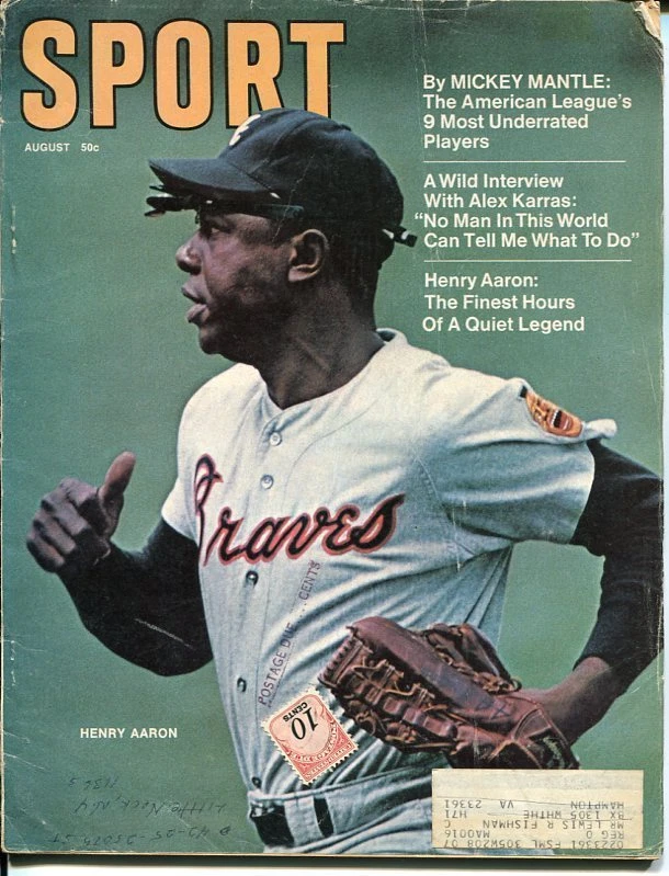 Hank Aaron Mickey Mantle Alex Karras August 1970 Sport Magazine