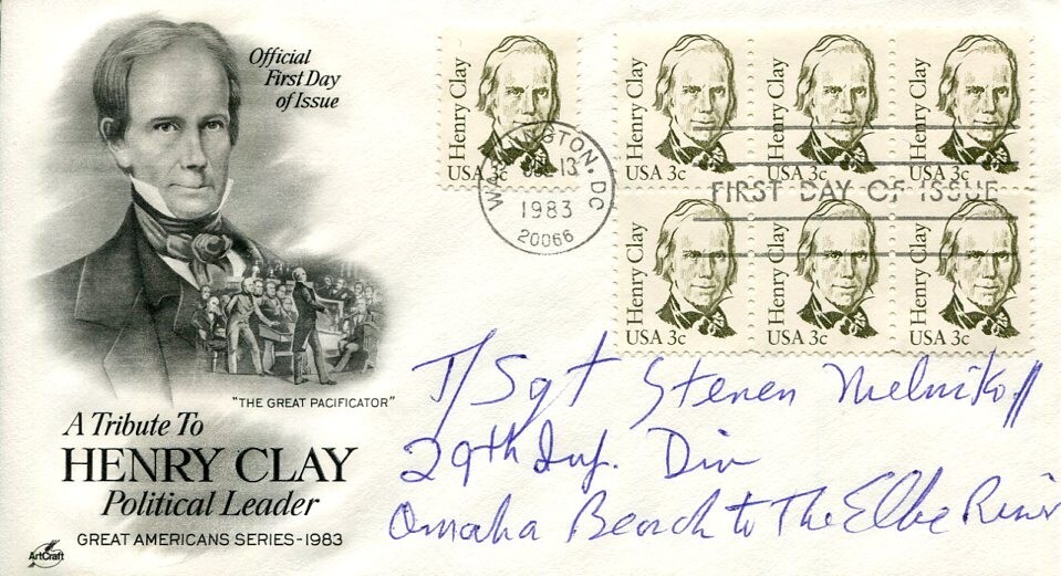 Steven Melnikoff WWII War Omaha Beach 29th Division Army Signed Autograph FDC