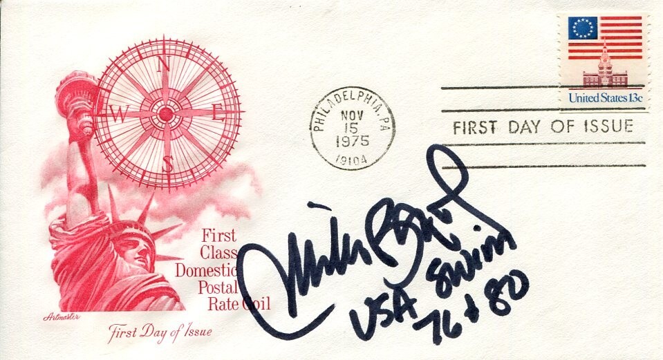 Mike Bruner 2x US Olympic Swimmer Gold Medal Stanford Cardinal Signed Autograph