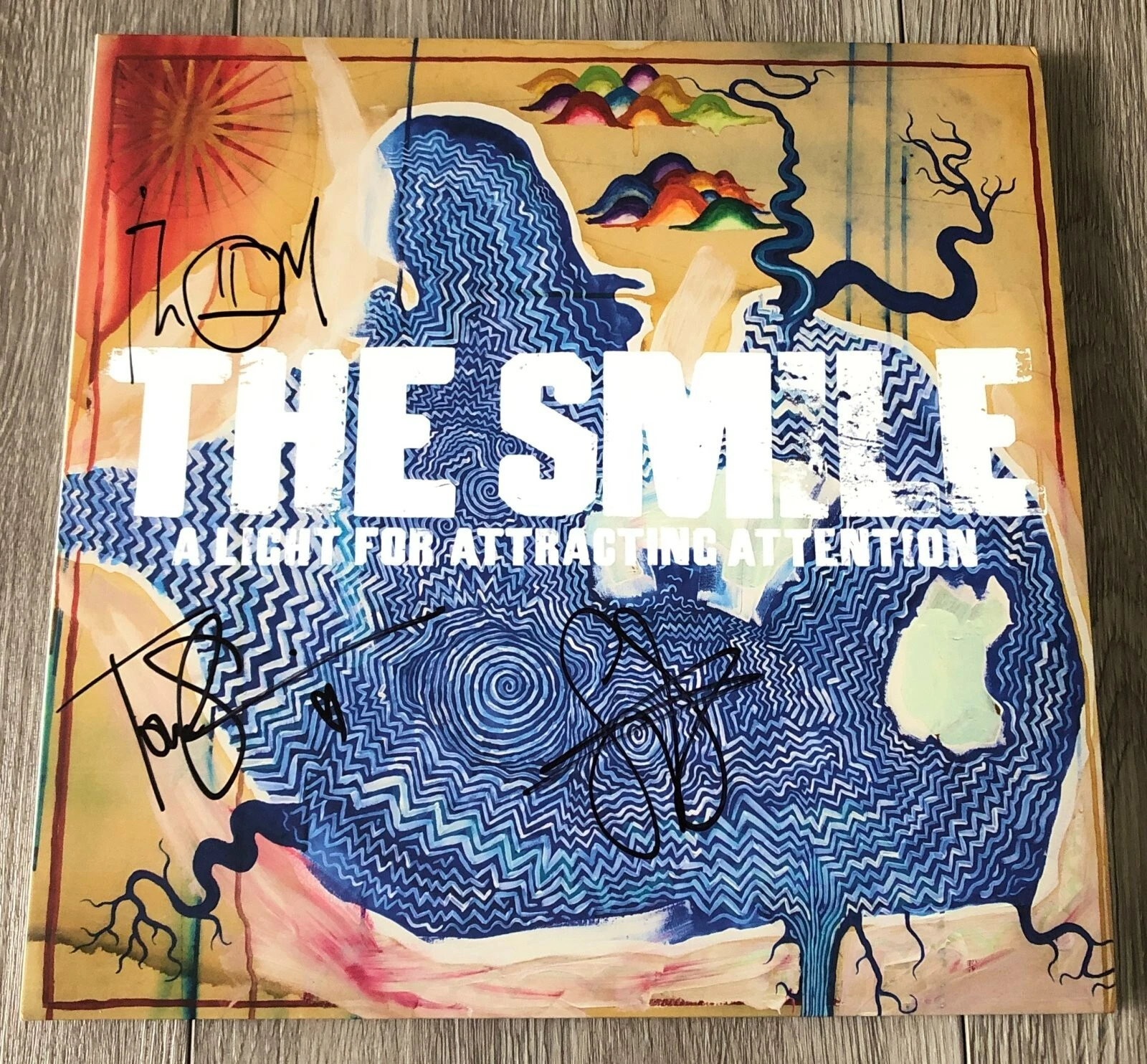 THE SMILE SIGNED AUTOGRAPH VINYL RADIOHEAD THOM YORKE JONNY GREENWOOD +1 w/ COA