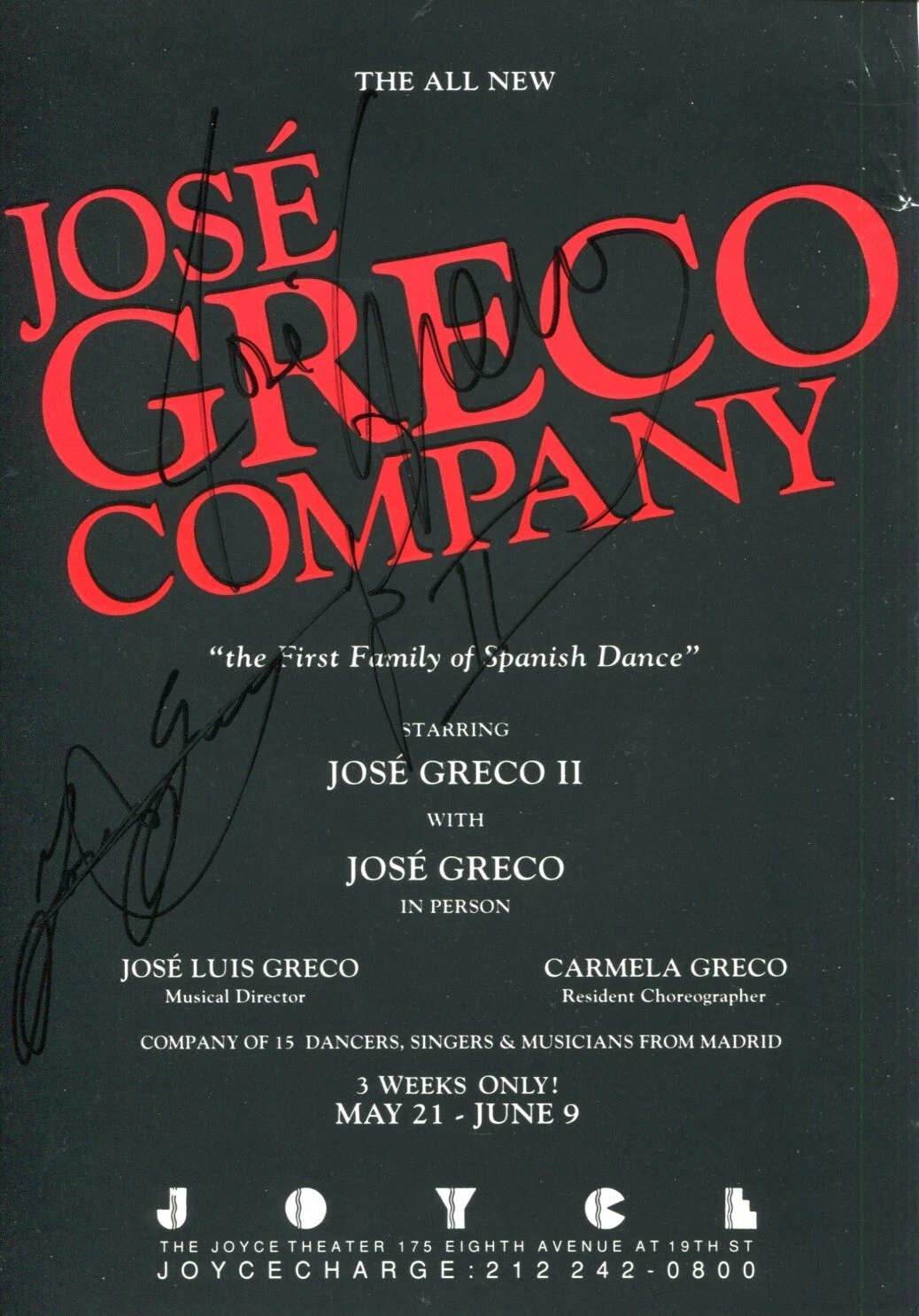 Jose Greco & Jose Greco II Spanish Dance Company Choreographer Signed Autograph