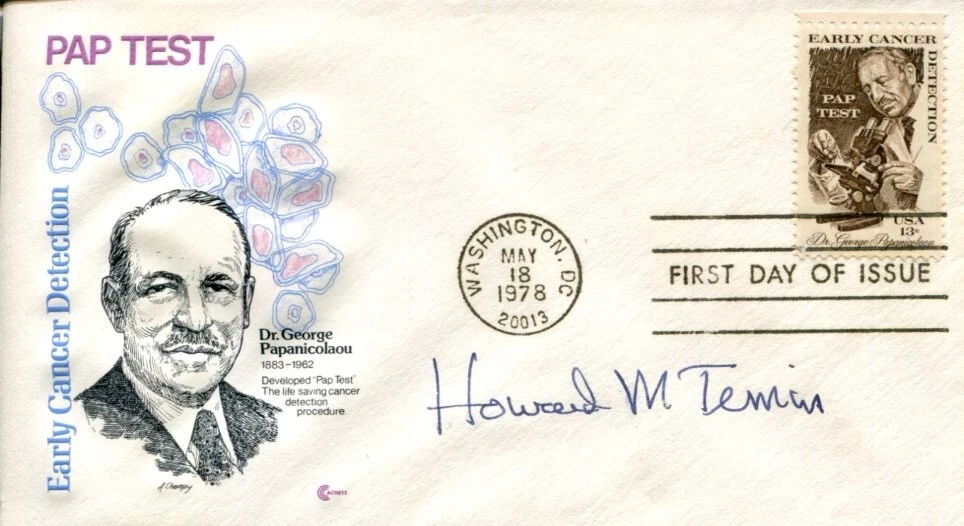 Howard Martin Temin Nobel Prize Medicine Reverse Transcriptase Signed Autograph