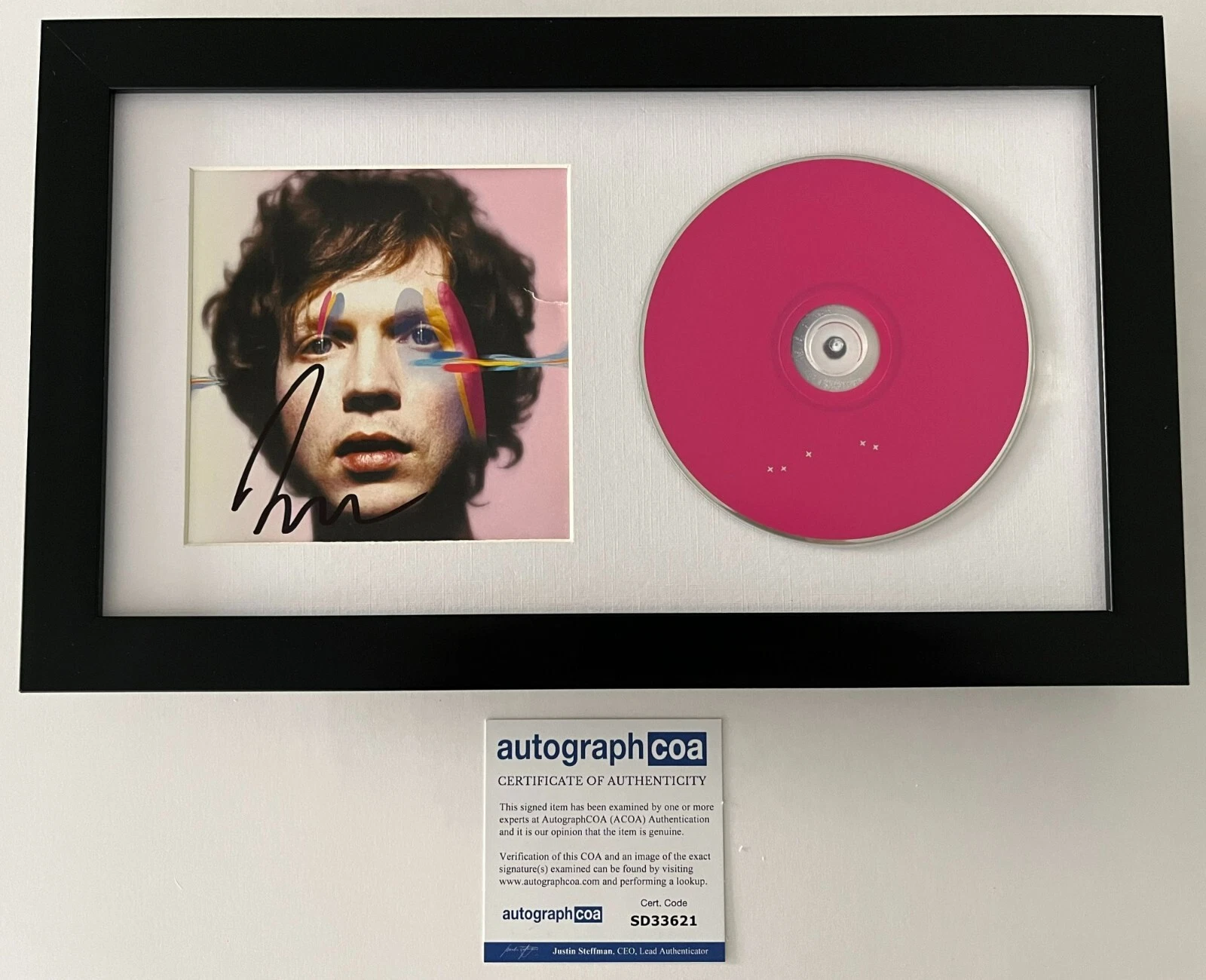 BECK HANSEN SIGNED AUTOGRAPH SEA CHANGE FRAMED & MATTED CD w/PROOF & ACOA COA