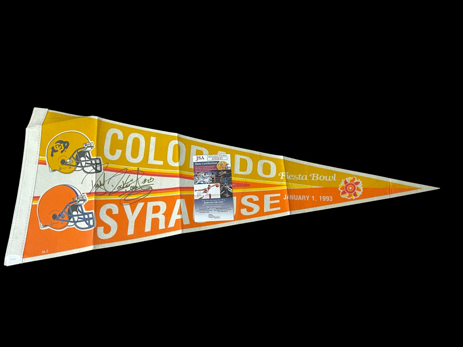 Rocket Raghib Ismail Syracuse Colorado Signed Autograph Fiesta Bowl Pennant JSA
