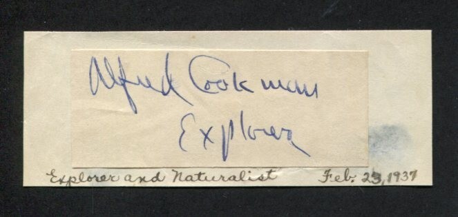 Alfred Cookman Explorer Ornithologist Drexel University Bird Co Signed Autograph
