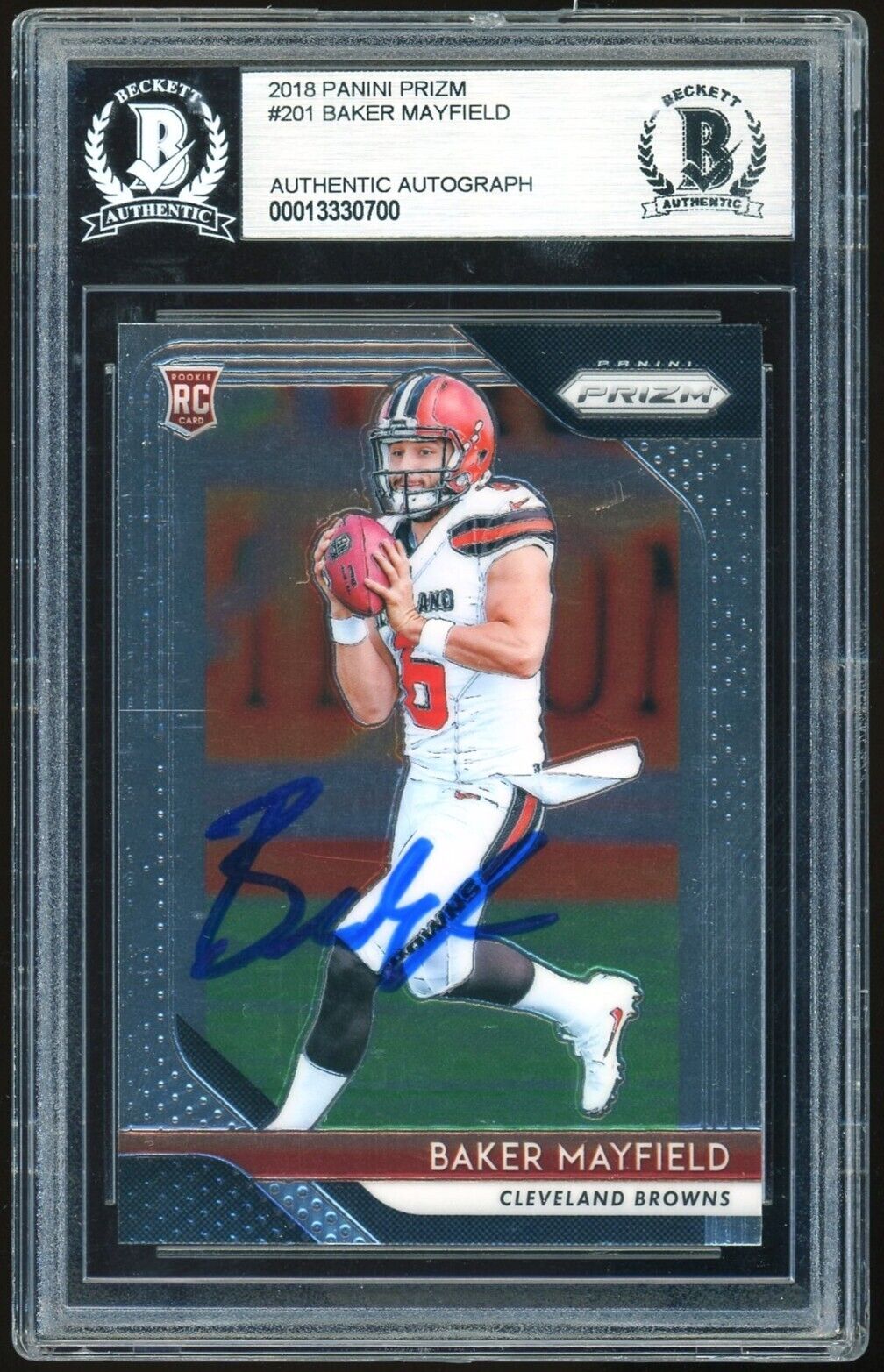 Baker Mayfield 2018 Panini Prizm Rookie Card Signed Autograph Beckett BAS Slab