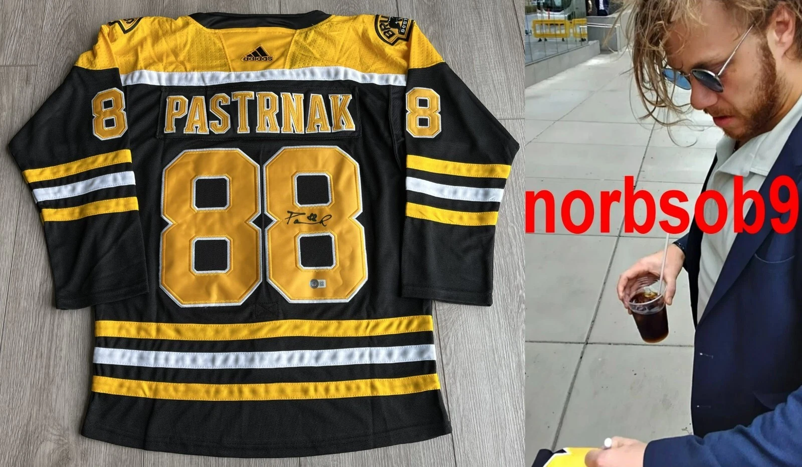 DAVID PASTRNAK SIGNED BOSTON BRUINS JERSEY B w/EXACT VIDEO PROOF & BECKETT COA