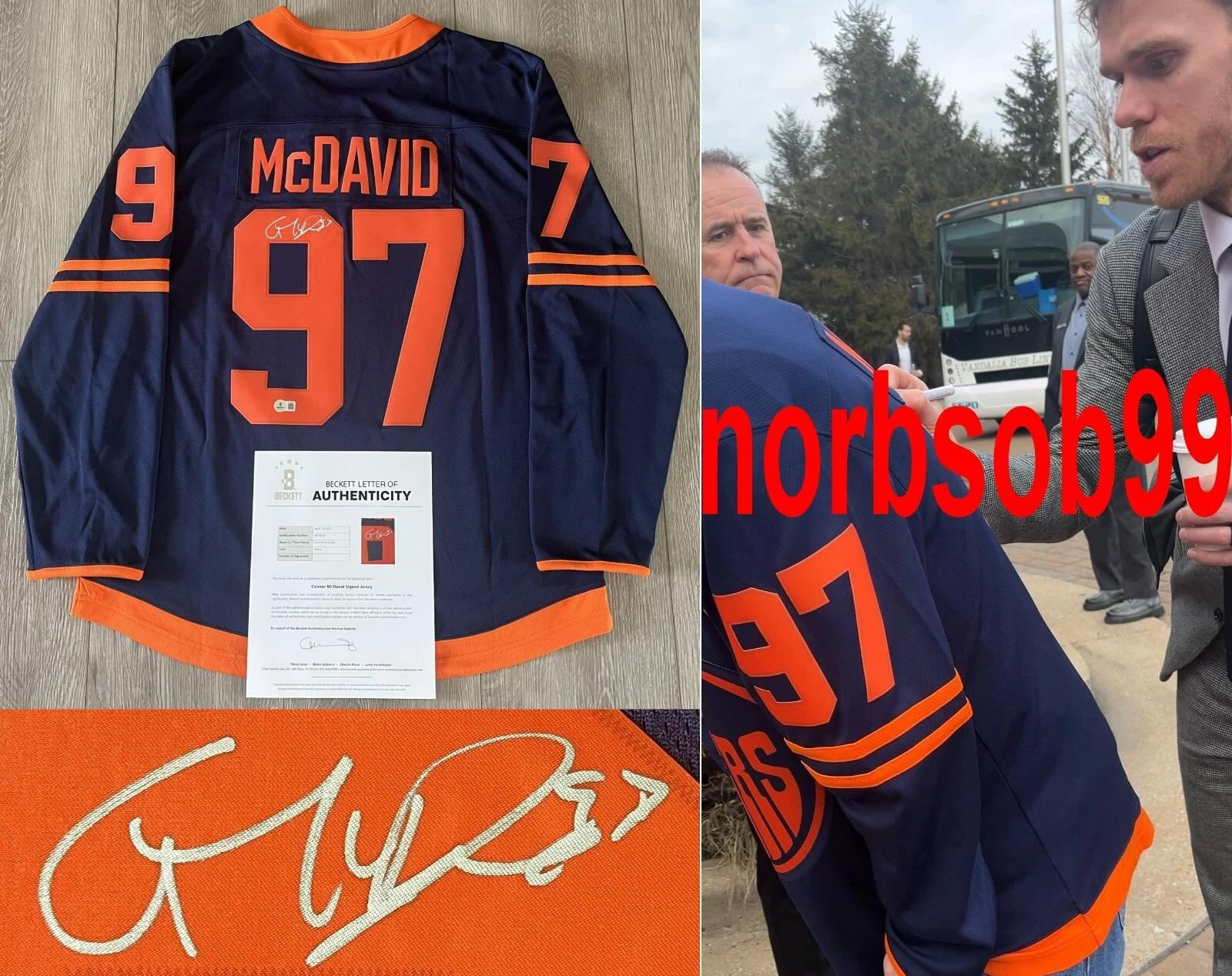 CONNOR MCDAVID SIGNED EDMONTON OILERS FANATICS JERSEY wEXACT PROOF & BECKETT LOA