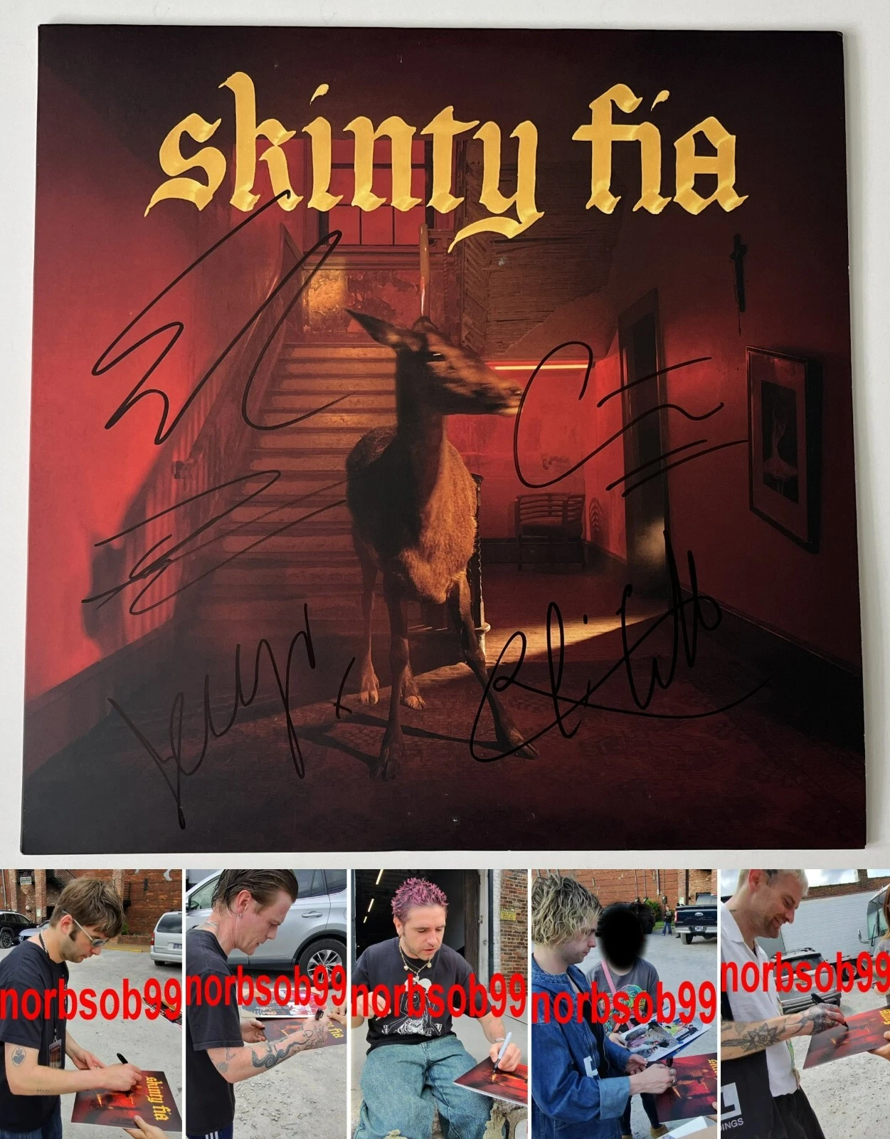 FONTAINES D.C. GRIAN CHATTEN +4 SIGNED AUTOGRAPH SKINTY FIA VINYL w/EXACT PROOF