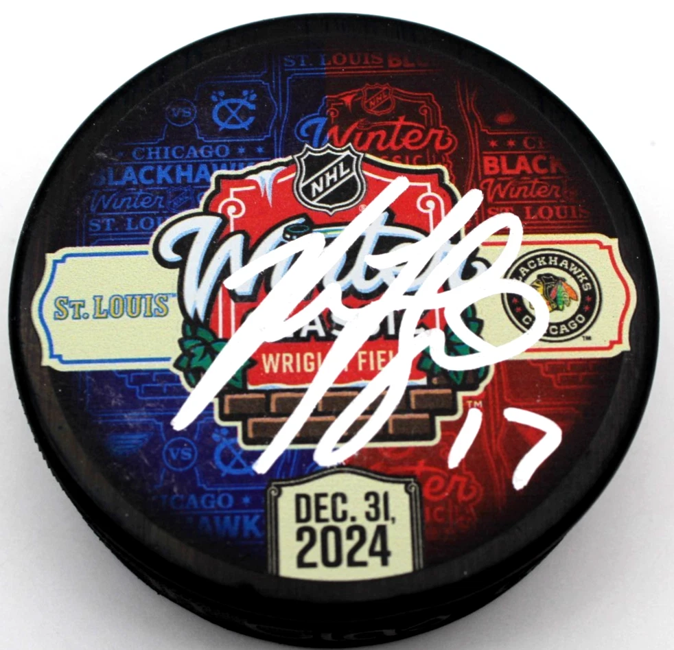 Nick Foligno Signed Chicago Blackhawks 2024 Winter Classic Hockey Puck w/COA #2
