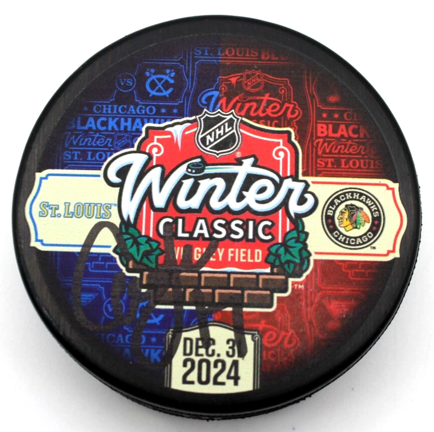 Cam Fowler Signed St. Louis Blues 2024 Winter Classic Hockey Puck w/COA