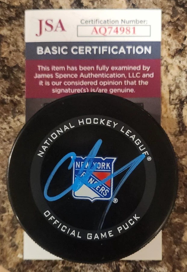 Chris Drury Signed Official NHL Game Puck w/ JSA COA #AQ74981 NY Rangers