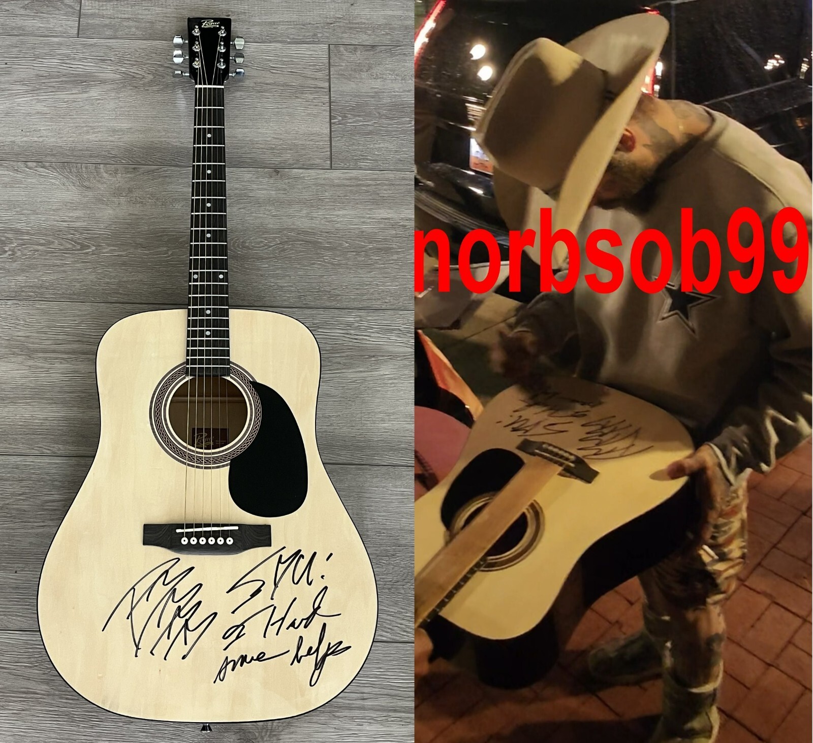 POST MALONE SIGNED I HAD SOME HELP F/S GUITAR w/EXACT VIDEO PROOF & BECKETT COA