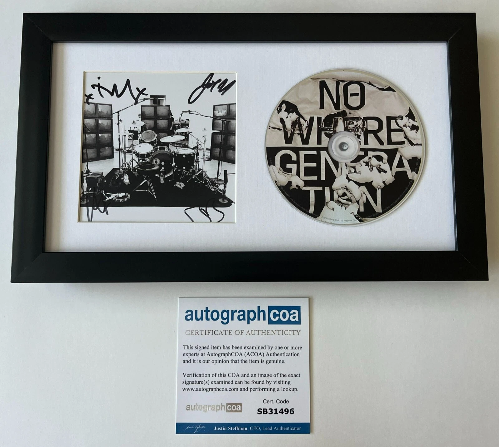 RISE AGAINST SIGNED NOWHERE GENERATION FRAMED & MATTED CD w/ AUTOGRAPH COA ACOA