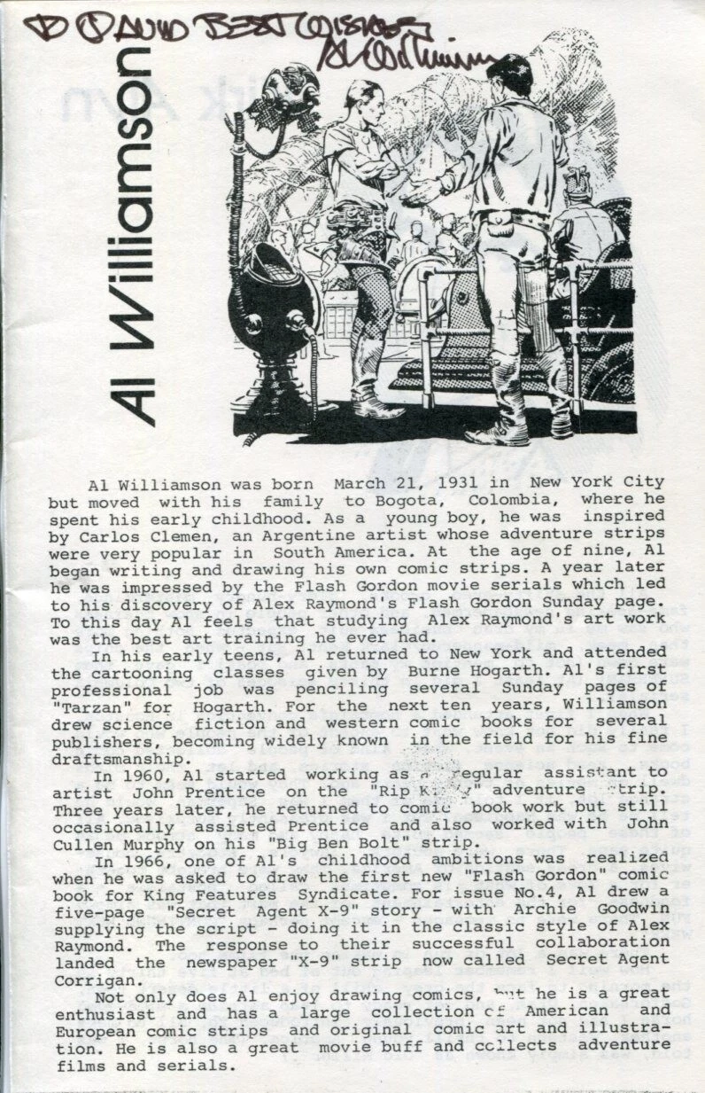 AL WILLIAMSON COMIC BOOK ARTIST STAR WARS WOLVERINE DAREDEVIL SIGNED AUTOGRAPH COLLECTIBLE MEMORABILIA