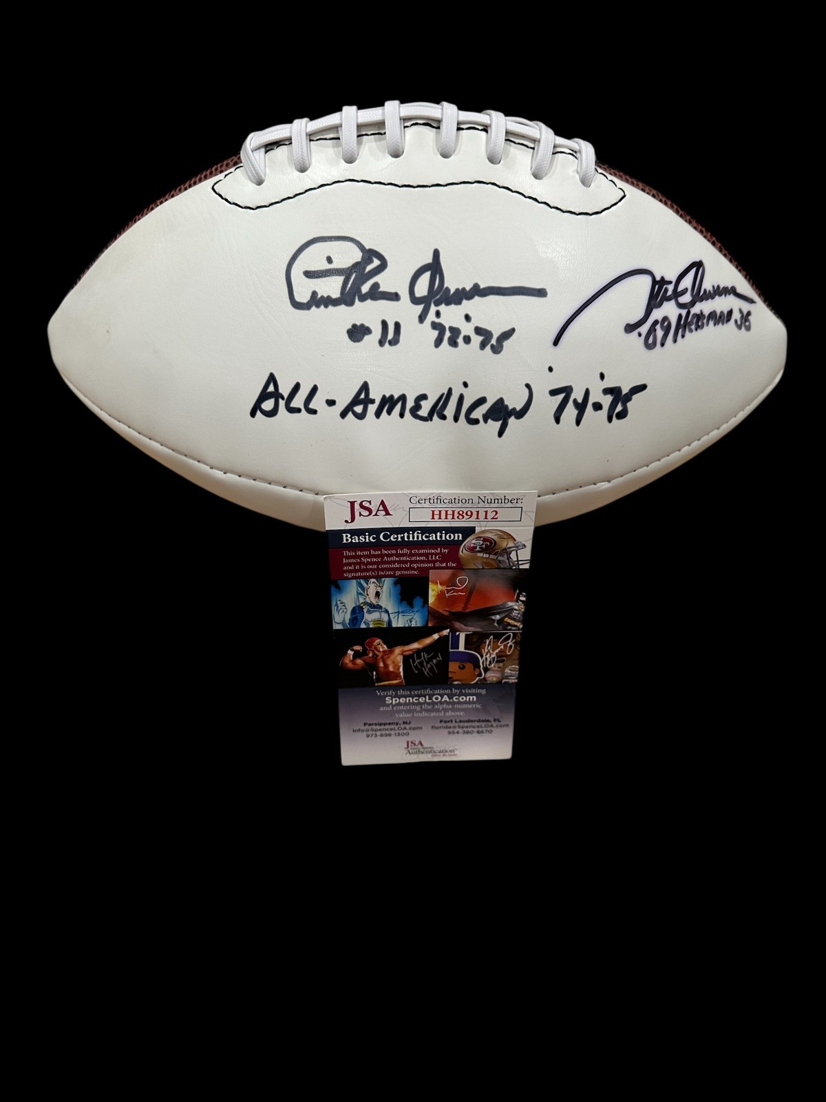 Steve & Tinker Owens Oklahoma Sooners Heisman Signed Autograph Football JSA