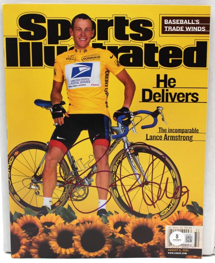 Lance Armstrong Signed August 2001 Sports Illustrated S.I. Beckett COA AE37087