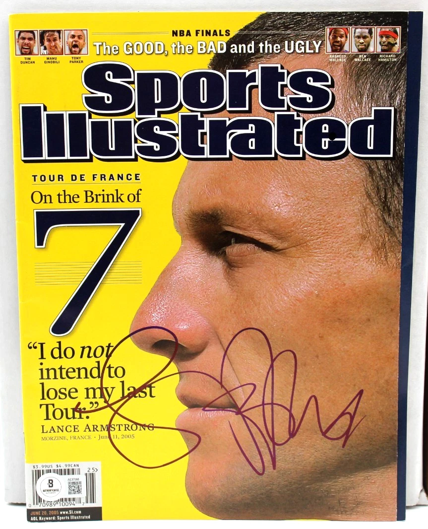 Lance Armstrong Signed June 2005 Sports Illustrated S.I. Beckett COA AE37088