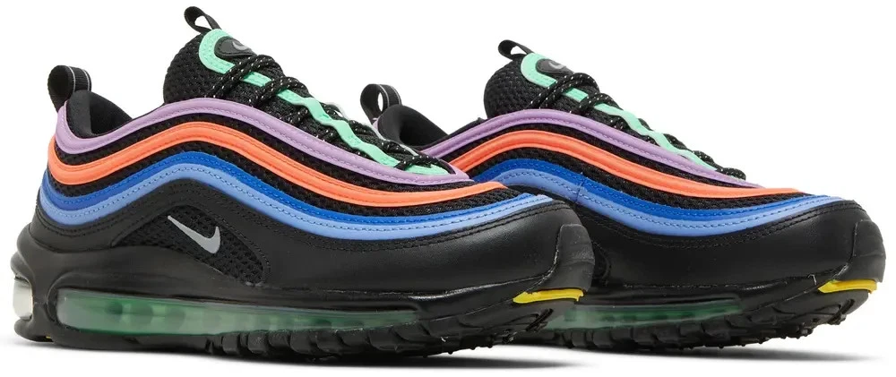Size 6 Women's Nike Air Max 97 BLACK PINK PURPLE ELECTRO GREEN CW6028-001 NEW