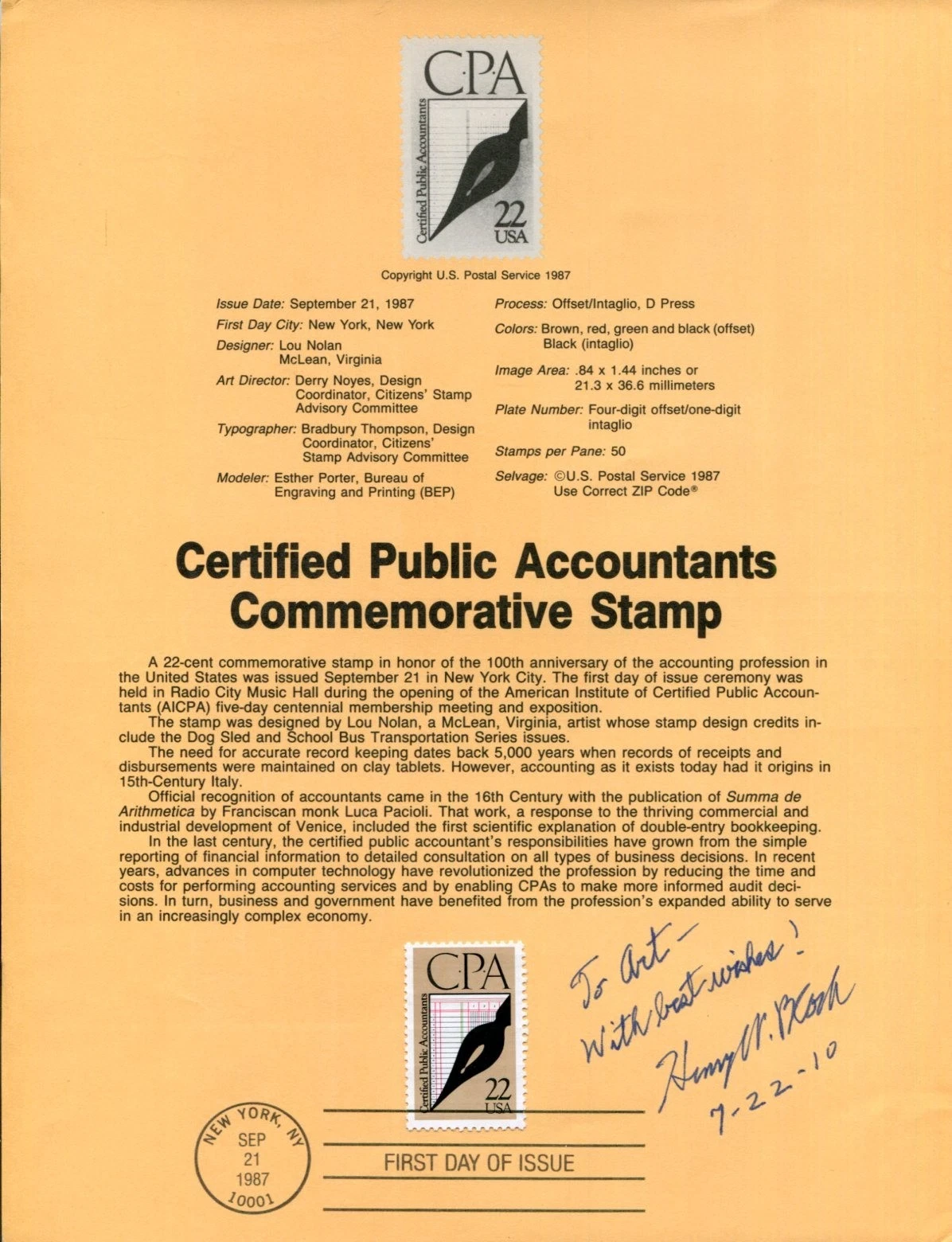 Henry W. Bloch Founder H&R Block And Chairman WWII Signed Autograph FDC Sheet