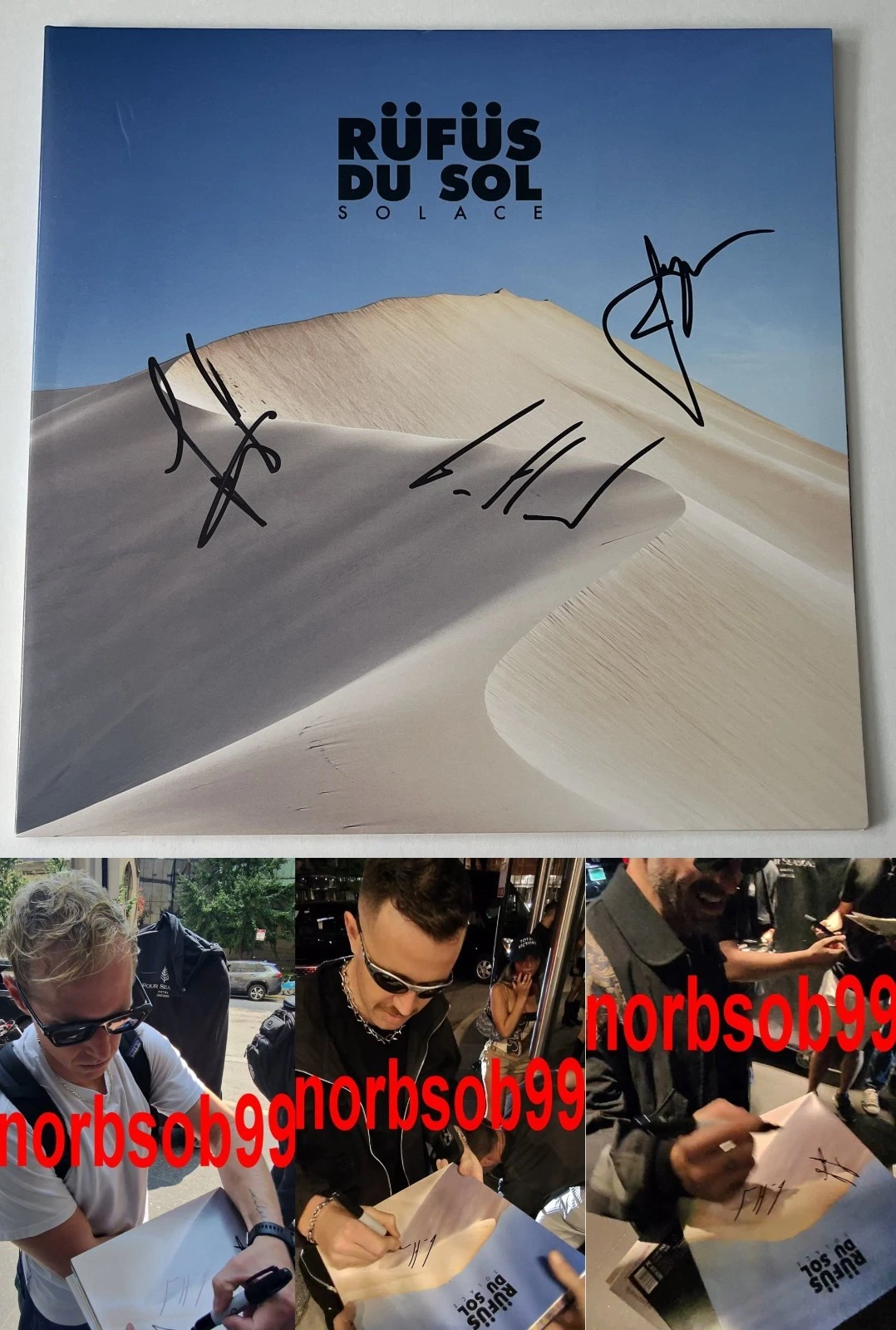 RUFUS DU SOL SIGNED AUTOGRAPH SOLACE VINYL RECORD ALBUM LP w/EXACT PROOF