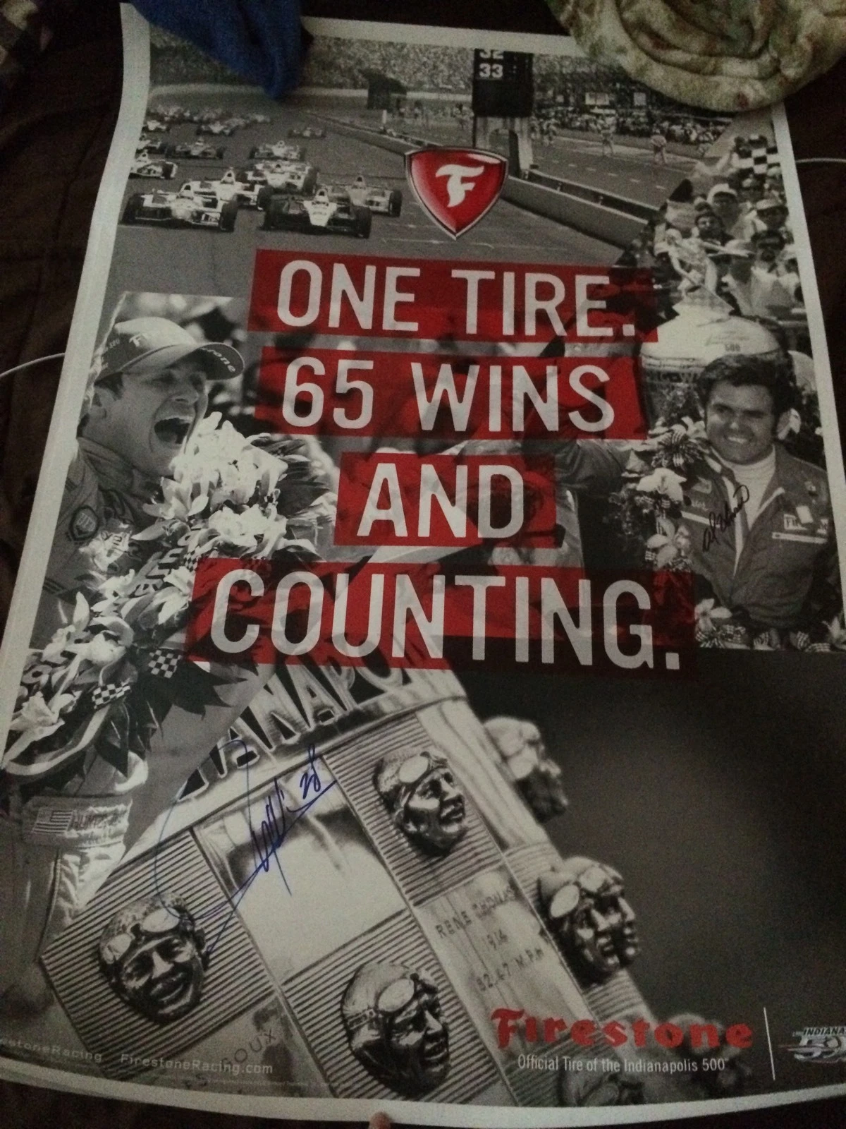 Ryan Hunter Reay & Al Unser Signed Indy 500 Firestone Poster From 2015 Autograph