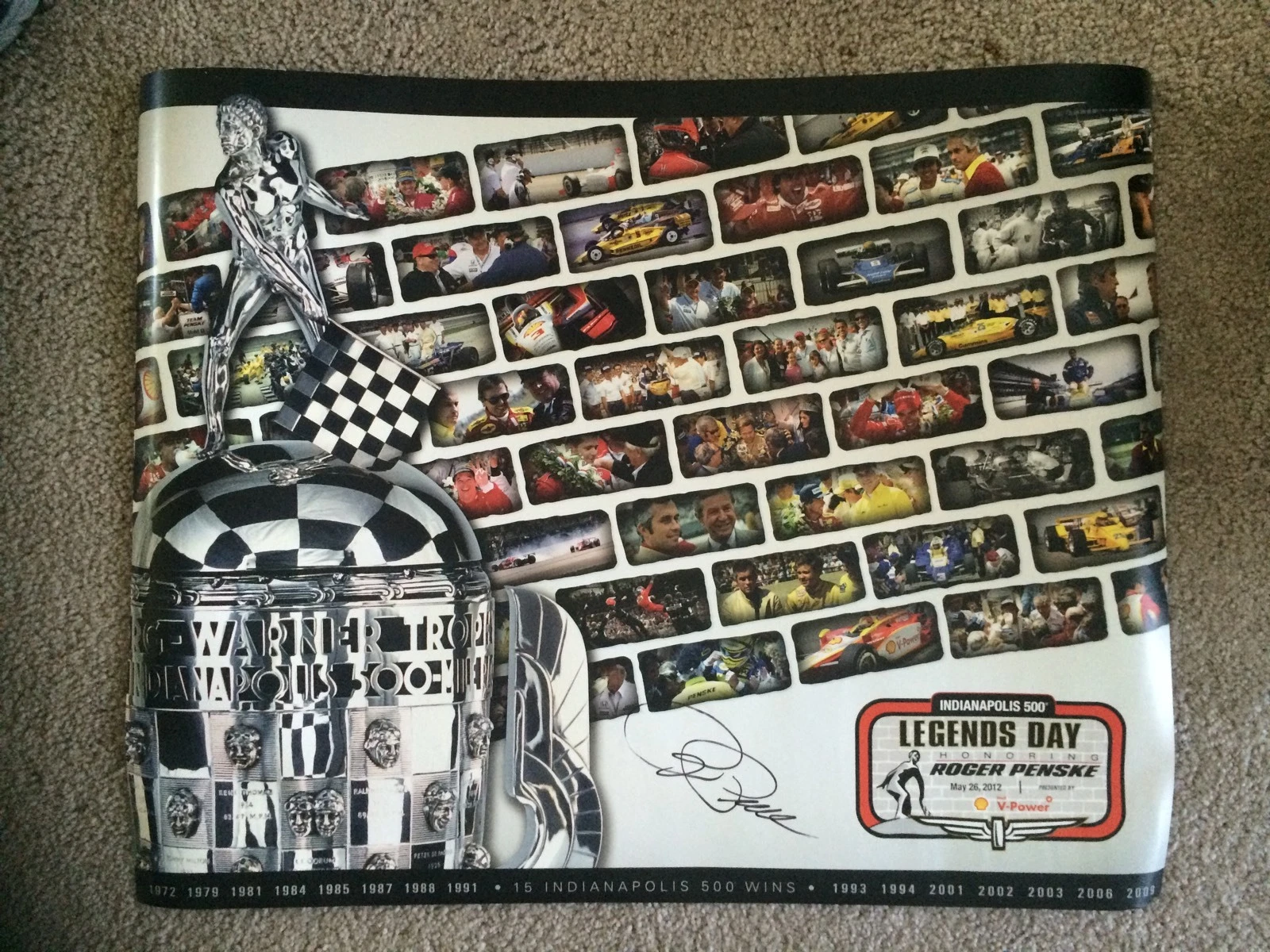 Roger Penske Signed Full Size Indy 500 Legend Poster From 2012 Autographed
